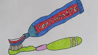 How cute this toothpaste and brush 🪥 drawing 😍//creative art//originaldrawing#charuartofficial 
