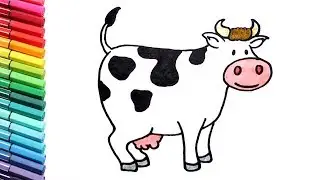 How to Draw a Funny Cow Color Pages - Farm Animals Cartton Nursery Rhymes For Kids