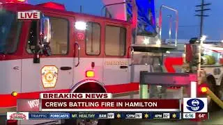 Crews evacuate homes near massive warehouse fire in Hamilton