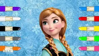Princess Anna she is putting makeup on kids to learn about color