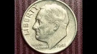 Дайм США - 10-центовая монета Рузвельта 1946 года - редкая монета первого года выпуска, Филадельфия