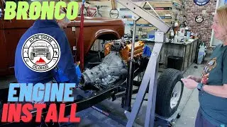 Classic Bronco Engine Install❗️347 Stroker and 4R70W Early Bronco Build
