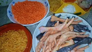পা ডাল দিয়ে রান্না‌ করা।।
