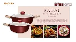 MACclite Butter Scotch Die Cast Non Stick Kadai With Glass Lid, Induction Base