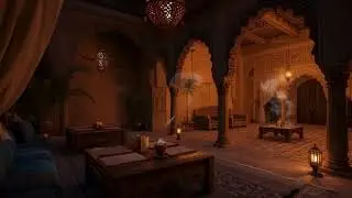Moorish Desert Tavern Ambience | Calm Oud Drones, Wind & Hookah