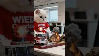Funny Cat : Kucing membuat diorama Mobil Pemadam Kebakaran (Damkar) #cat #cute #funny #shorts