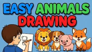 How to Draw Animals 🐶🐱 | Easy Animal Drawing for Kids