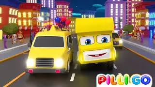 Latest Wheels On The Bus | Go Round and Round | All Through The Town | Nursery Rhymes | Pilli Go