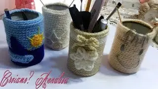 Portaoggetti Shabby chic ad uncinetto/ objetos de puertos/ port objectscrochet