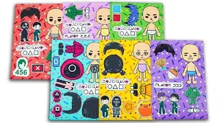 Squid Game Chibi Character Sticker Set &ndash; Fun and Creative! | Sprunki Sticker Book | Paper Peel Party
