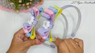 Cute Pastel Bow Hairband | DIY Handmade Hairband Design | Easy Hair Accessory Craft Idea #craft #diy