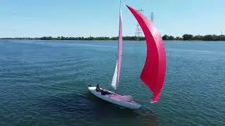 Flying an asymetrical on an Etchells with diy bowsprit