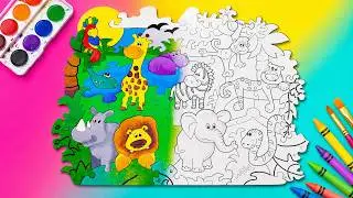 Bright Safari Adventure! 🦁🌴 Fun Jungle Animals Coloring Puzzle for Toddlers