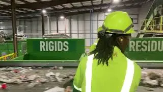 Inside a Waste Management recycling facility