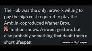 Could The WB owned Amblin shows be a reason why The Hub was short lived?