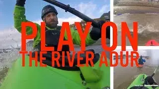 Playing on the river Adur. Moving water kayaking
