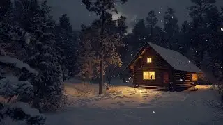 Cozy Winter Cabin at Night ❄️🔥 | Snowfall & Fireplace Ambience for Deep Sleep