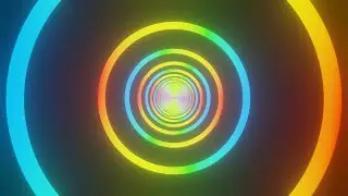 Hypnotic Colorful Neon Rings - 4K Free Color Changing 60fps Motion Background