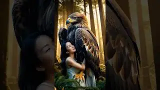 The Girl and the Giant Eagle in the Rain #RainyAdventure #GiantEagle  #WildWings #MythicalScene