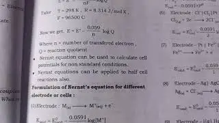 NERNST EQUATION FOR DIFFERENT ELECTRODES FOR NEET AND JEE ADVANCED COURSE