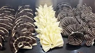White and dark chocolate fan design || chocolate fan design || @cakewithwasim6704 #Chocolate #fan 