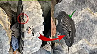 Amazing skills of Repairing a hard impact sidewall truck tire