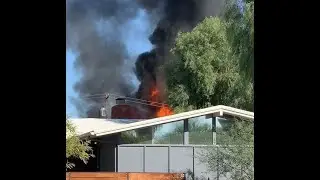 Las Vegas firefighters battle blaze near Arts District