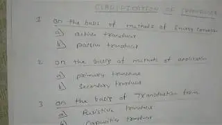 Classification Of Transducer || Active &Passive Transducer,Primary & Secondary Transducer Etc.