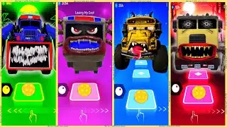 coffin dance - Police Truck Eater vs School Bus Big Wheels vs Truck Eater vs Bus Eater | Tiles HOP ❗