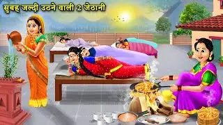 सुबह जल्दी उठने वाली 2 जेठानी || Hindi Cartoon Stories | 2 Sisters-In-Law Wake Up Early  Morning