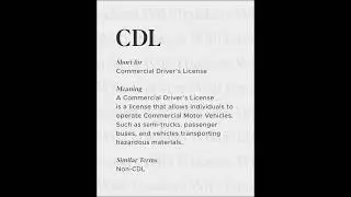 CDL Meaning - Short Video  #cdlhelp #trucking #truckinglife