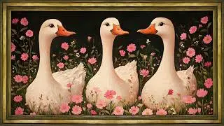 Ducks Floral Valentine Wall Art &ndash; Framed TV Art Screensaver