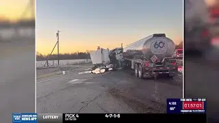 Crews cleaning 3K gallons of Diesel after crash