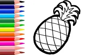 Pineapple and Apple Coloring and Drawing for Kids and Toddlers (Learn Colors)