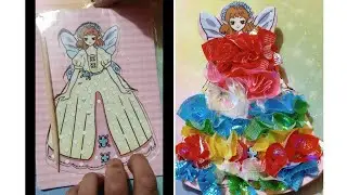 fairy dress up with rainbow color glitter fabric.🧚&zwj;♀️🧚