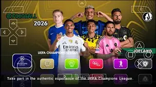 EFOOTBALL PES 2026 PPSSPP ISO NO TEXTURES & NO SAVE DATA NEW KITS 2025/26 REAL FACES & TRANSFERS
