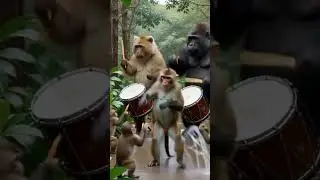 #drums #music #funny #video #monkey #entertaininganimals #shortsfeed #yt #cartoon #trending #🐒🐵🐵
