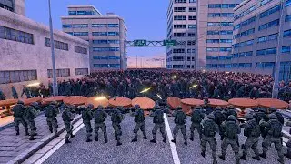 Modern soldiers with Barricades defend the city from Zombies - Ultimate Epic Battle Simulator UEBS