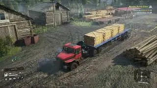 Wooden Plank Order w Voron AE-4380 to Railway Station, Drowned | SNOWRUNNER GAMEPLAY NO COMMENTARY