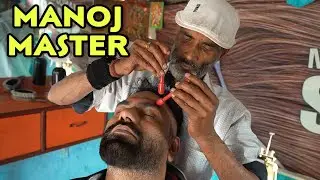 Manoj Master Head Massage, Neck Cracking with Wooden tool INDIAN BARBER💈 ASMR