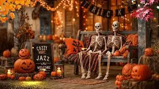 Cozy Halloween Music Playlist 2025 🎃 Autumn Caf&eacute; Ambience with Pumpkins, Candles & Smooth Jazz