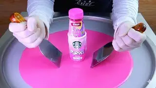 Starbucks Purple Drink &mdash; Ice Cream Rolls street food | Satisfying Visual ASMR