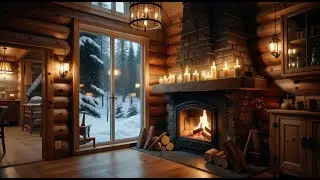 Cozy Winter Cabin Ambience ❄️ Soft Relaxing Piano Music & Gentle Snow Drizzle for Deep Sleep