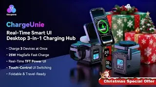 ChargeUnie Real-Time Smart UI Desktop 3-in-1 Charging Hub by ChargeUnie