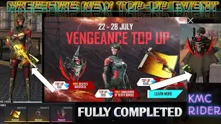 FREE FIRE VENGEANCE TOPUP EVENT 22JULY DEATHS BAGPACK FREE CONQUEROR OF DEATH BUNDLE M1040 BLUEPRINT