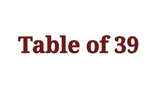 Table of 39 in English
