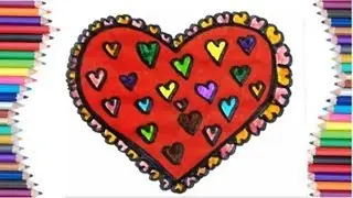 DRAW AND COLOR RAINBOW HEART COLORING PAGE FOR KIDS-HOW TO DRAW RAINBOW HEART