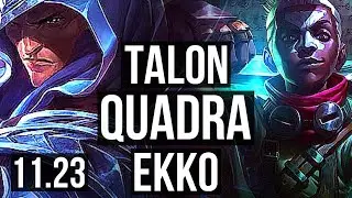 TALON vs EKKO (JNG) | Quadra, Rank 6 Talon, 65% winrate, 16/3/10, Legendary | KR Challenger | 11.23