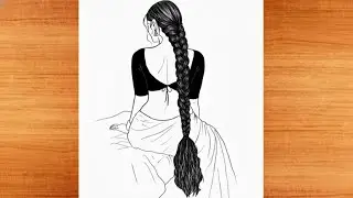 How to draw a Girl in Indian Saree -Drawing easy || Pencil sketch for beginners || Girl drawing