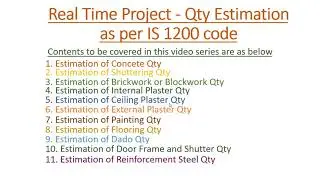 Real Time Project   Quantity Estimation Introductory Video as per IS 1200 Code